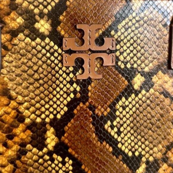 Tory Burch Thea Embossed Exotic Leather Tote in Dark Caramel Python - Picture 4 of 16